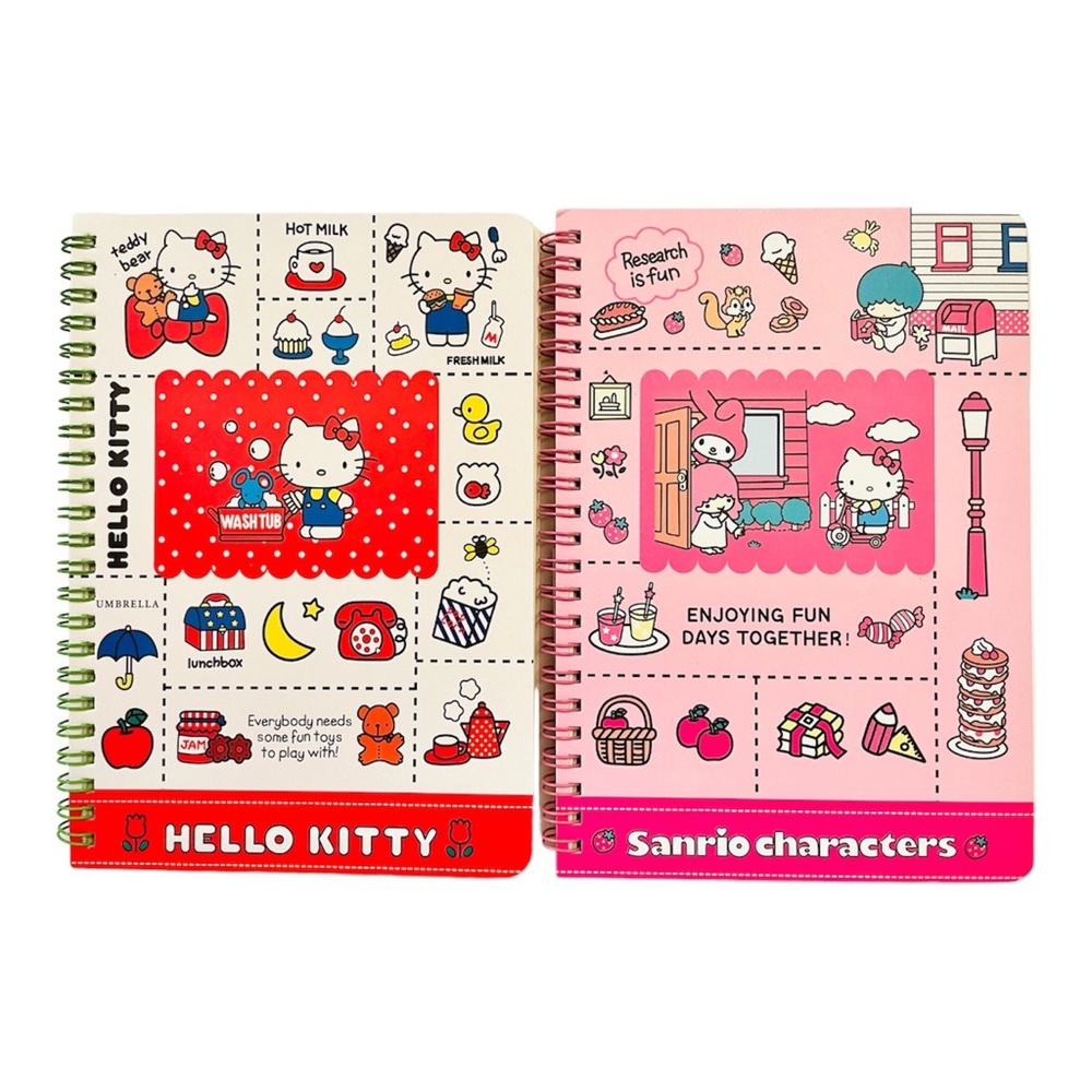Hello Kitty Notebook Spiral Memo Writing Pad Set of 2 NEW